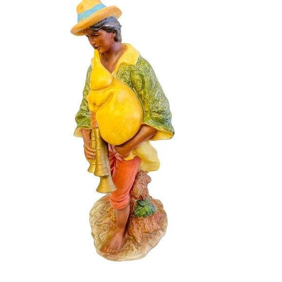 Vintage Capodimonte Italian Figurine Of Shepherd Boy Playing Bagpipes 11" Porcel - Picture 1 of 11